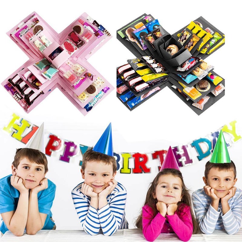 DIY Explosion Gift Box, 5 Layer Snack Explosion Box with Tape and Ribbon, Scrapbooking Boxes, Photo Album, Photo Gifts, Creative Explosion Boxes for Anniversary,Birthday,Valentine's Day - Image 5